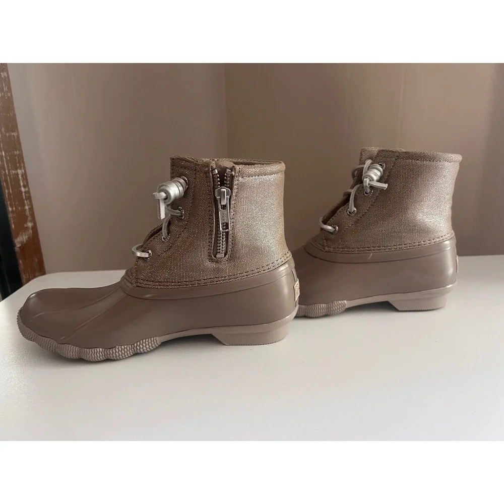 Sperry Duck Boots Women's Size‎ 5 Tan Waterproof Rain Snow Ankle Boots Lace Up